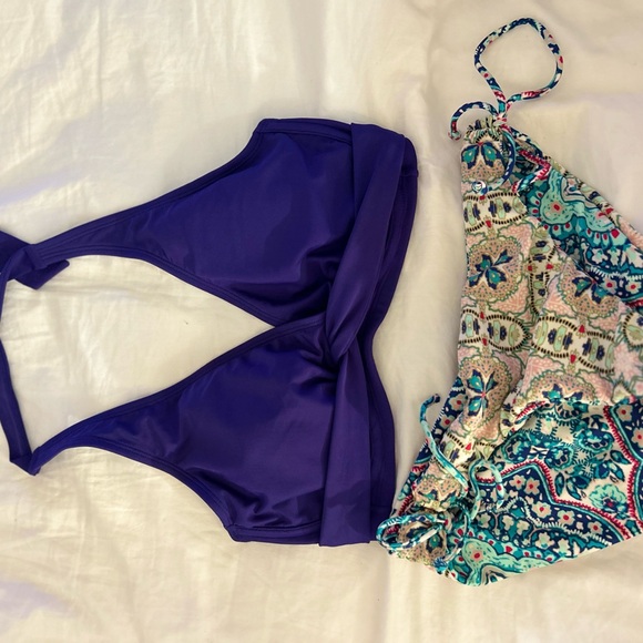 Athleta Teal and Purple bikini bundle with swim top and bottoms two piece set - Picture 1 of 8
